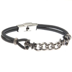bracciale uomo in pelle con ancora blu