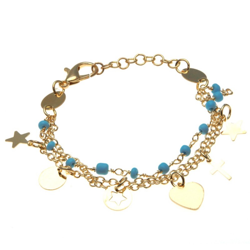 bracciale donna in bronzo con cuoricini e stelline