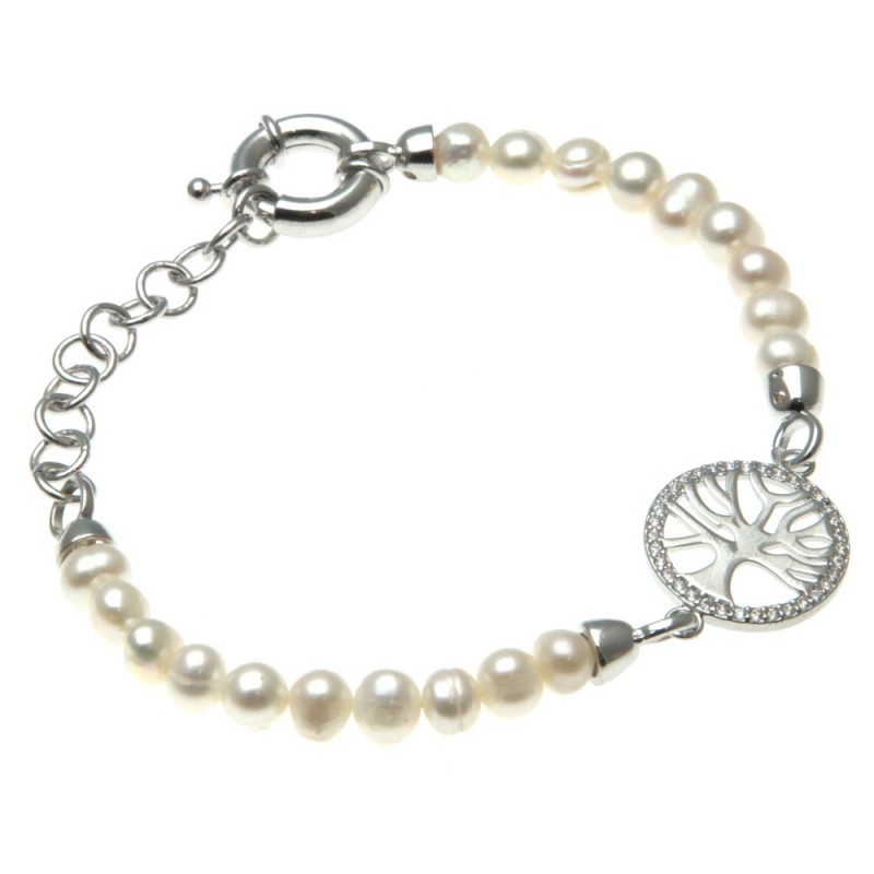 bracciale donna di perle con albero della vita
