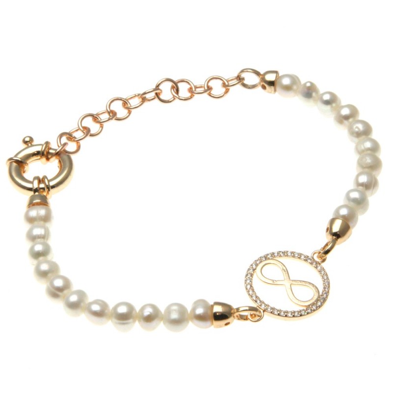 bracciale donna di perle con infinito