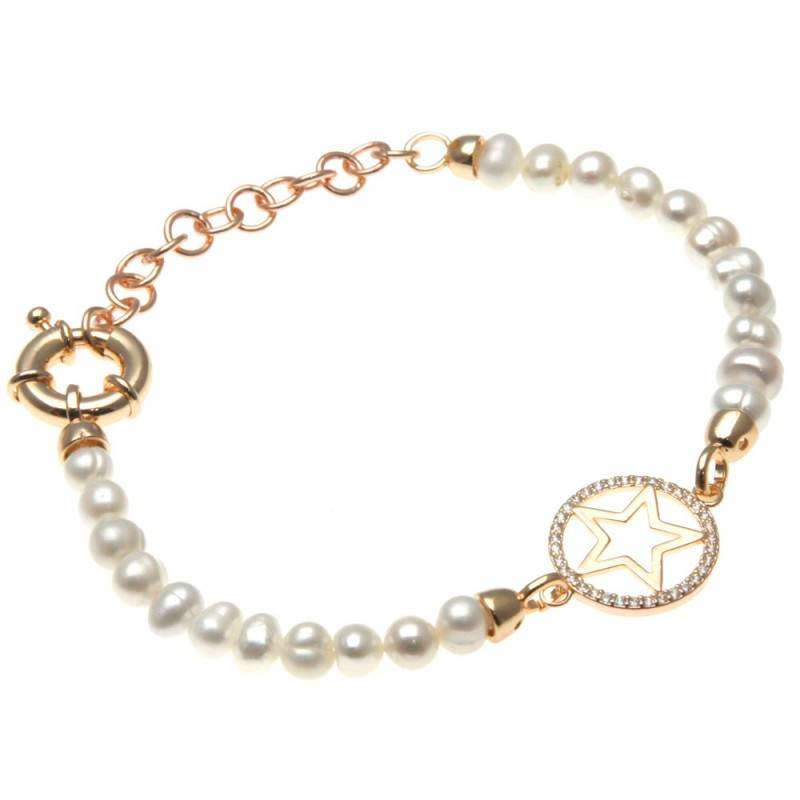 bracciale donna di perle con stellina