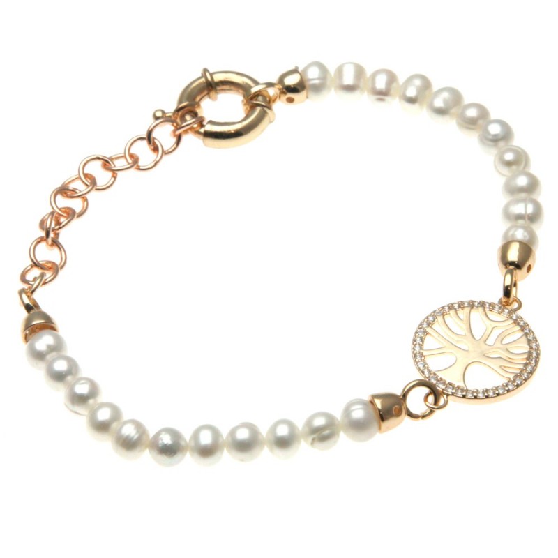 bracciale donna di perle con albero della vita