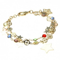 bracciale donna in bronzo con stelline e cristalli colorati