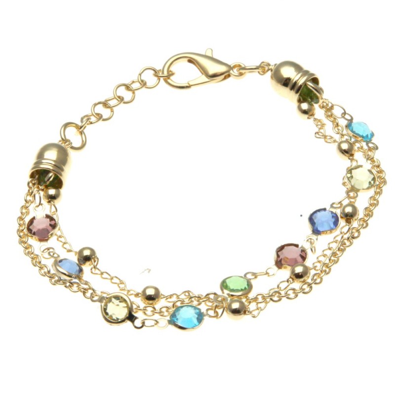 bracciale donna in bronzo e cristalli colorati