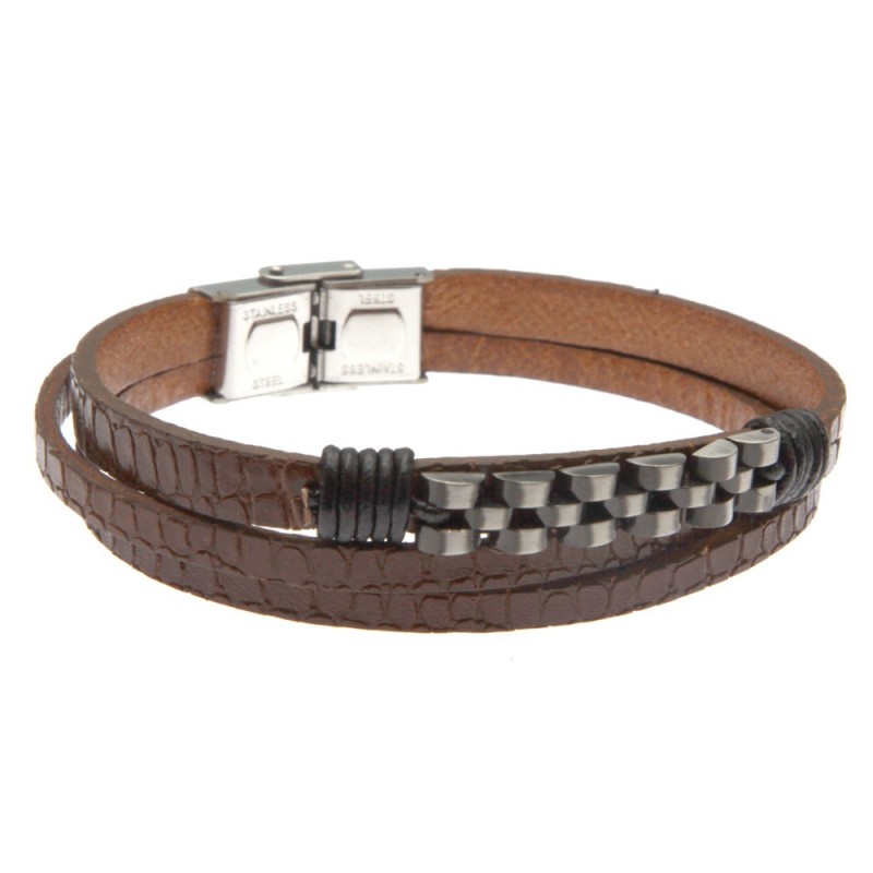 bracciale uomo in pelle e maglia rolex