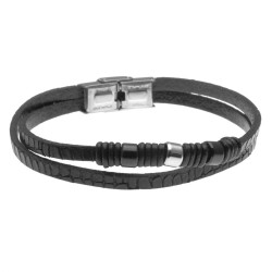 bracciale uomo in pelle ed elementi in acciaio