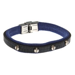 bracciale uomo in tessuto pelle con viti