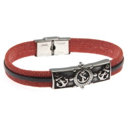 bracciale uomo ancora pelle e iuta
