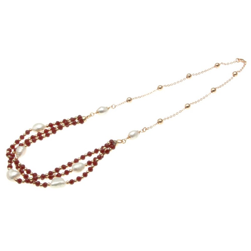 collana donna girocollo con pietre e perle