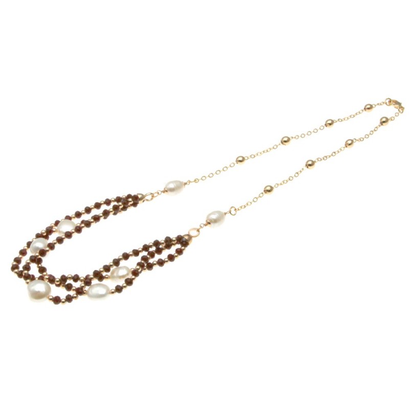 collana donna girocollo con pietre e perle