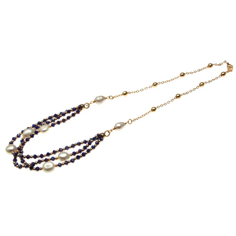 collana donna girocollo con pietre e perle