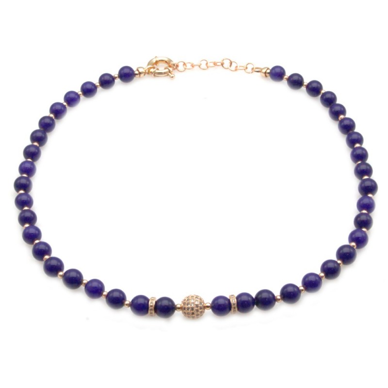collana donna girocollo con pietre e sfera di strass