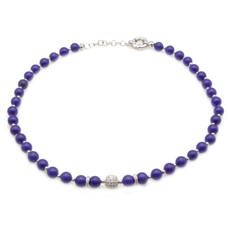 collana donna girocollo con pietre e sfera di strass