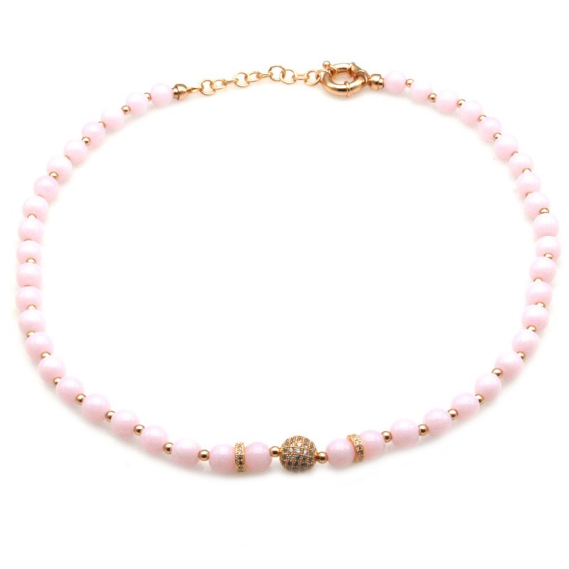 collana donna girocollo con pietre e sfera di strass
