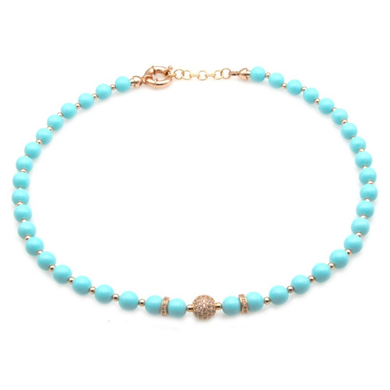 collana donna girocollo con pietre e sfera di strass