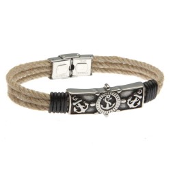 bracciale uomo con ancora e cordoncino iuta