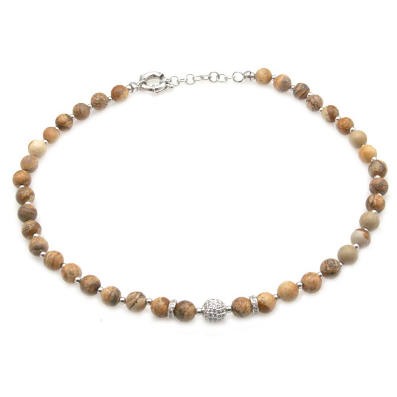 collana donna girocollo con pietre e sfera di strass