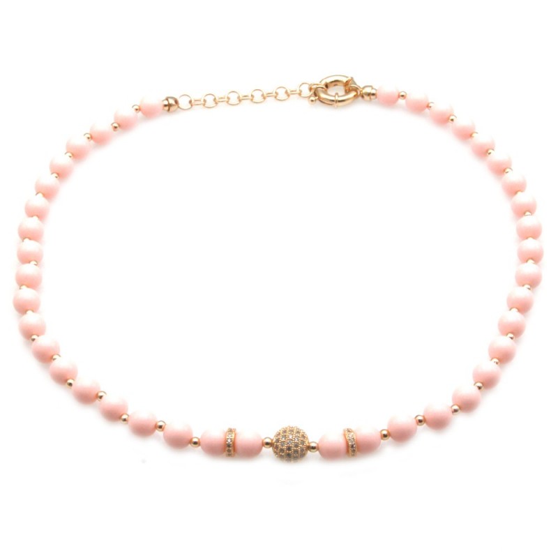 collana donna girocollo con pietre e sfera di strass