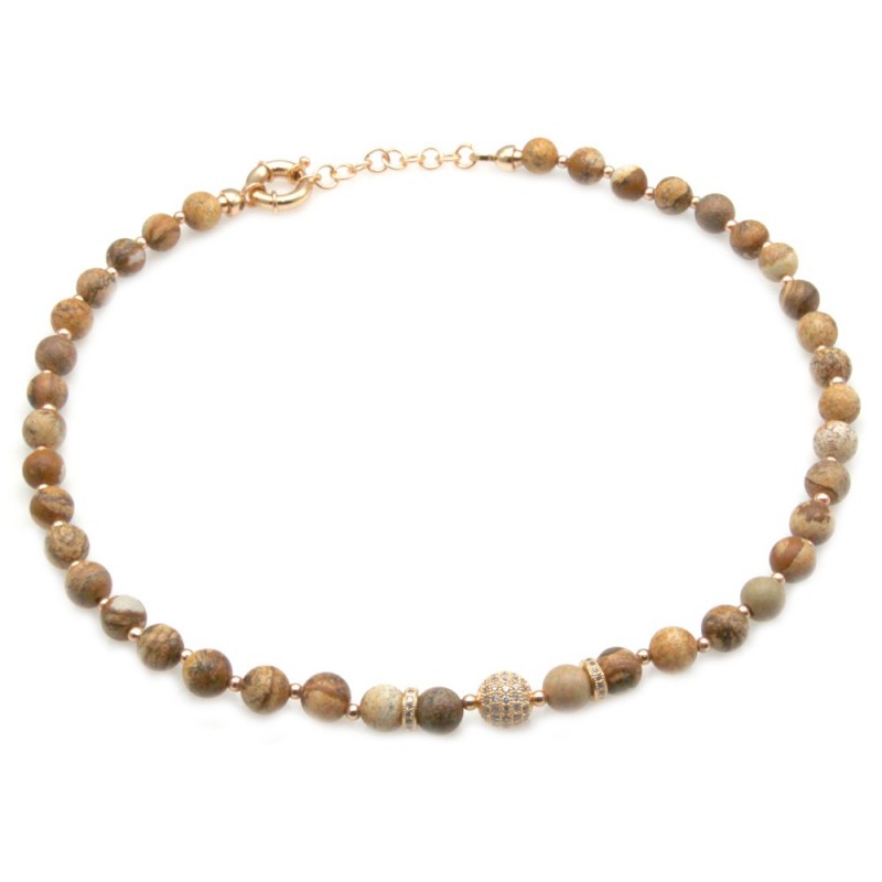 collana donna girocollo con pietre e sfera di strass