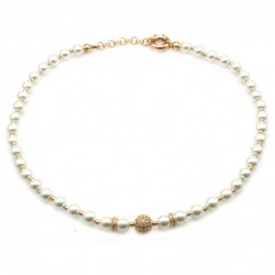 collana donna girocollo con perle e sfera di strass
