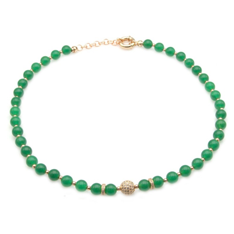 collana donna girocollo con pietre e sfera di strass