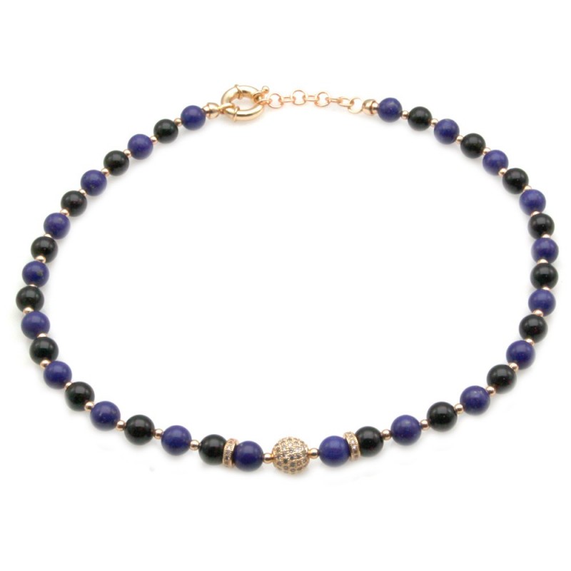 collana donna girocollo con pietre e sfera di strass