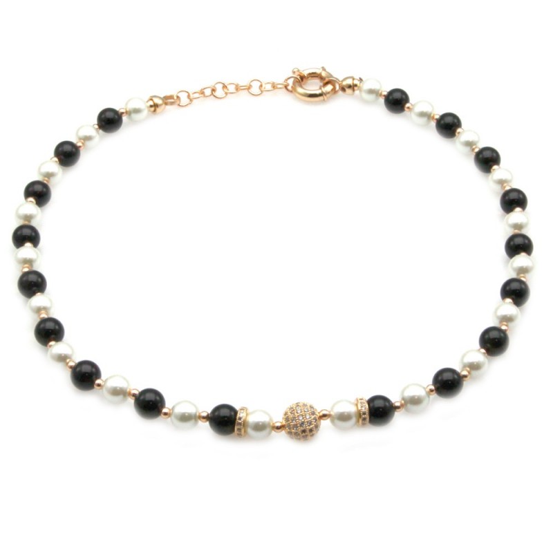 collana donna girocollo con pietre e sfera di strass