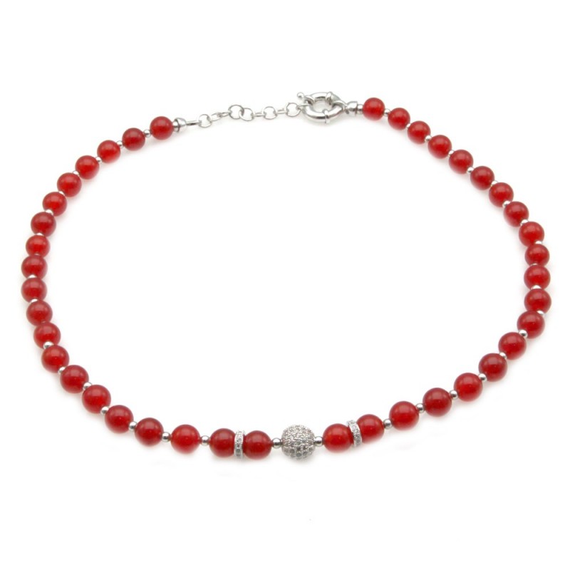 collana donna girocollo con pietre e sfera di strass