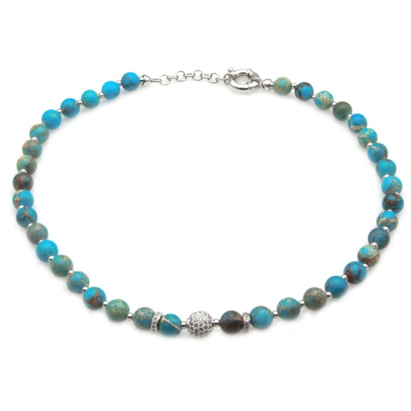collana donna girocollo con pietre e sfera di strass