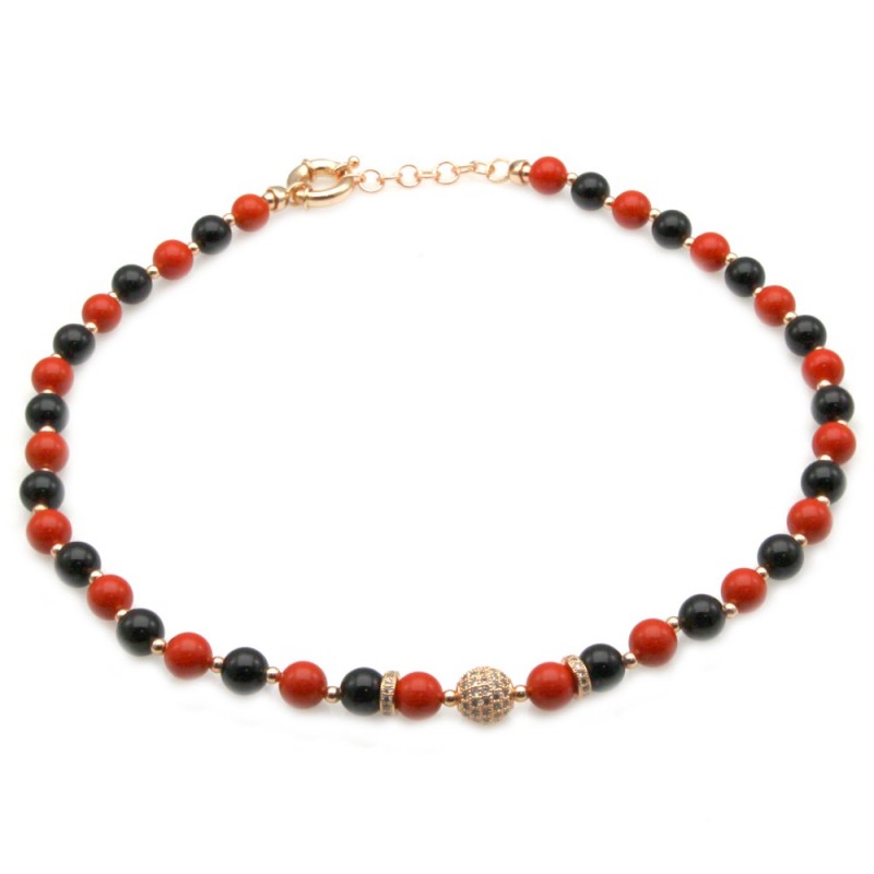 collana donna girocollo con pietre e sfera di strass