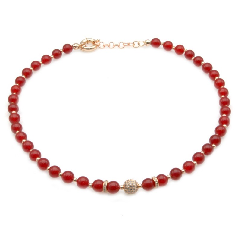 collana donna girocollo con pietre e sfera di strass