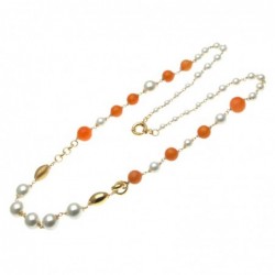 collana donna con pietre e perle in bronzo