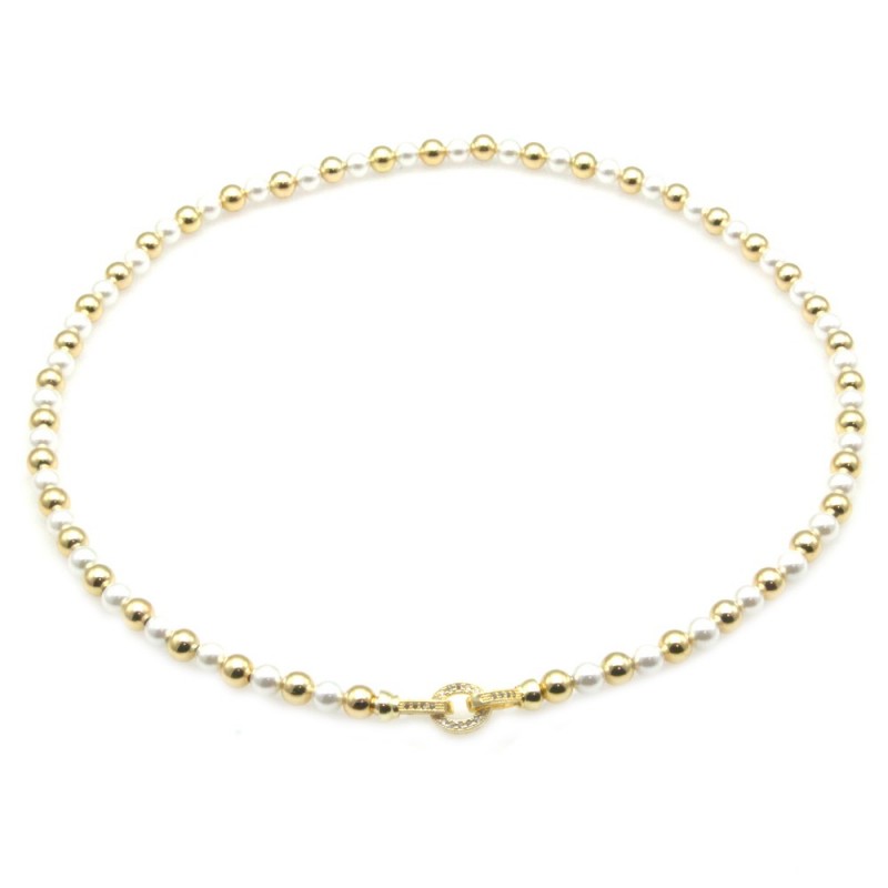 collana donna girocollo con perle e susta di strass