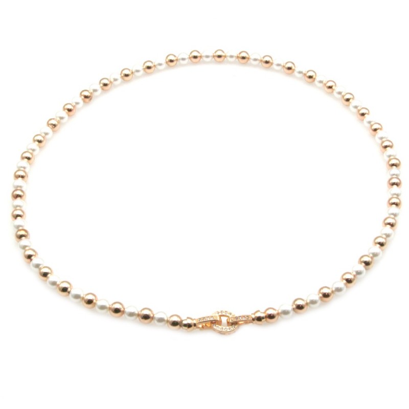 collana donna girocollo con perle e susta di strass