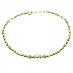 collana donna girocollo con perla in bronzo