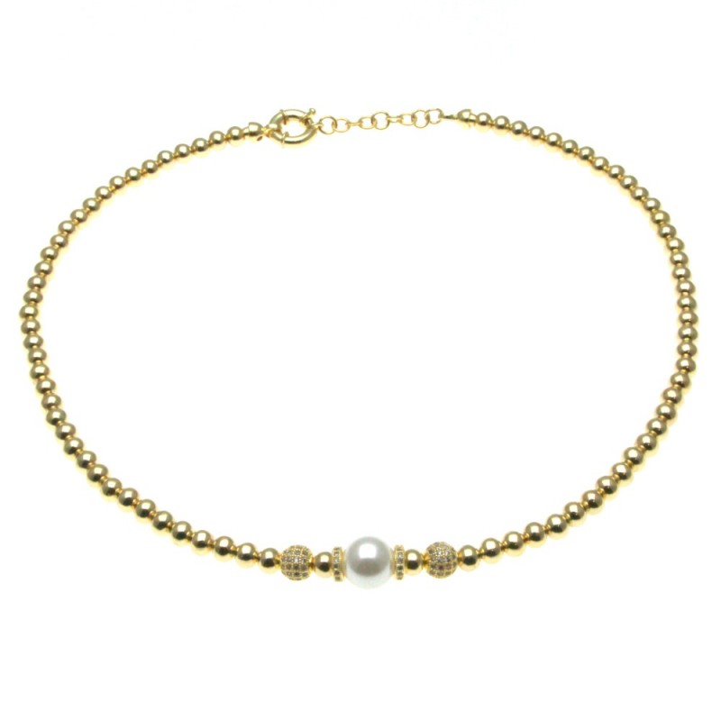 collana donna girocollo con perla in bronzo
