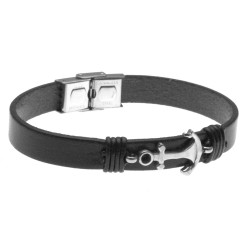 bracciale uomo ancora in acciaio e pelle