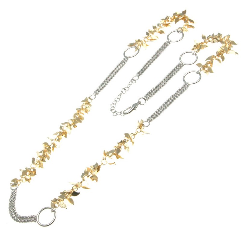 collana donna lunga con petali in bronzo