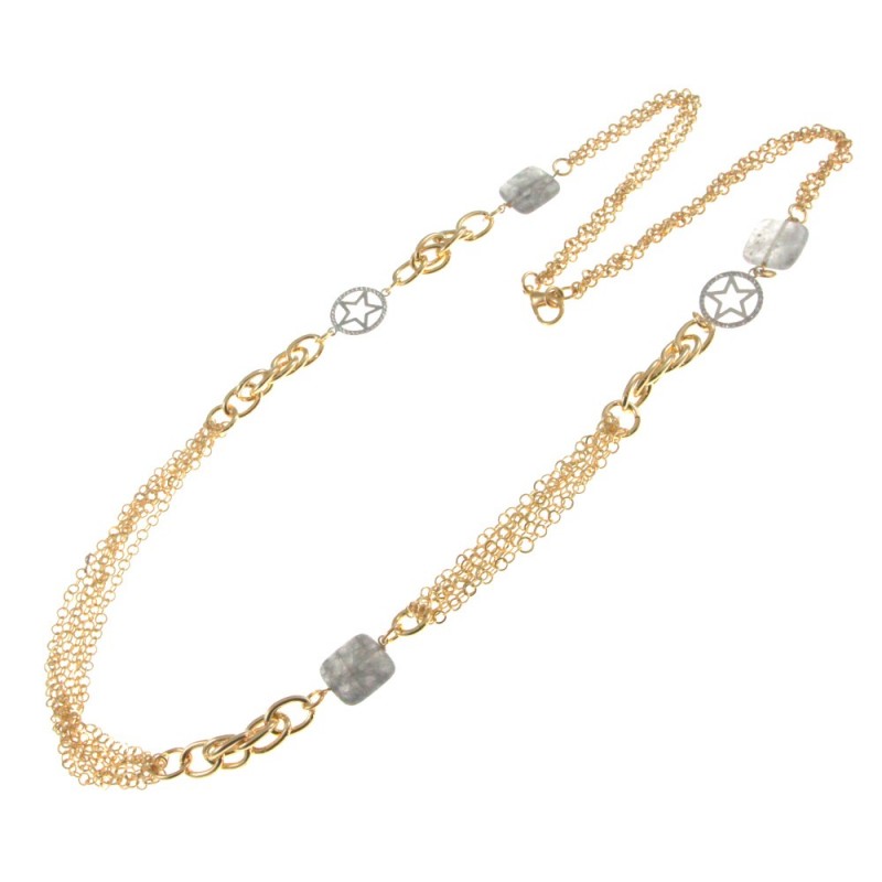 collana donna lunga con pietre dure in bronzo
