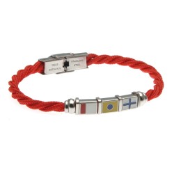 bracciale uomo con bandiere in acciaio e cordoncino