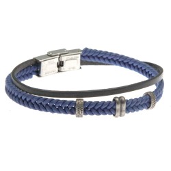 bracciale uomo in pelle elementi in acciaio invecchiato