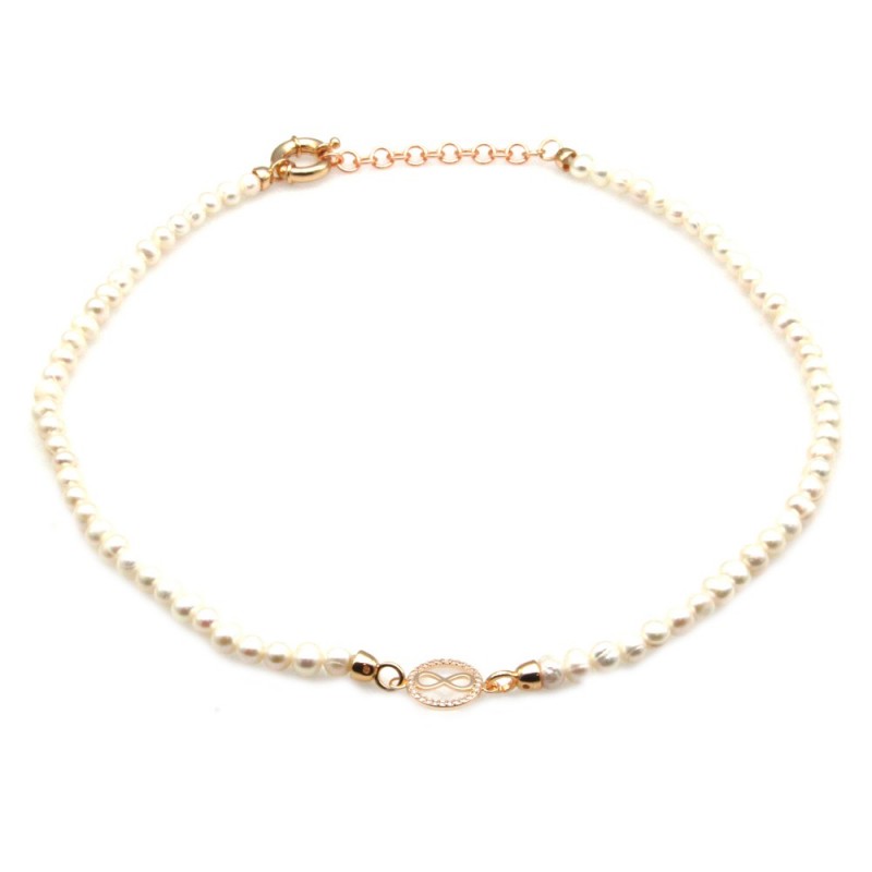 collana donna girocollo perle con infinito