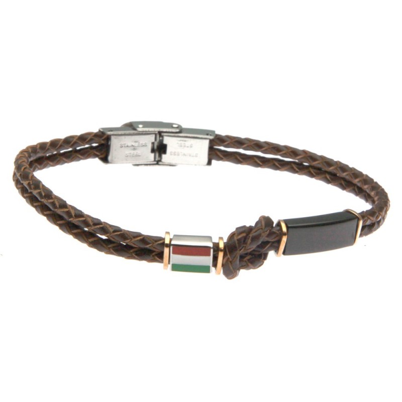 bracciale uomo in pelle bandiera italiana