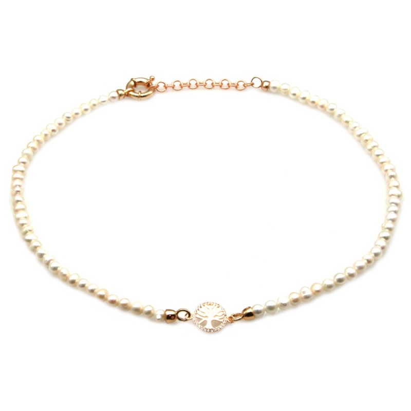 collana donna girocollo perle con albero della vita