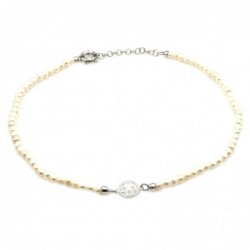 collana donna girocollo perle con quadrifoglio