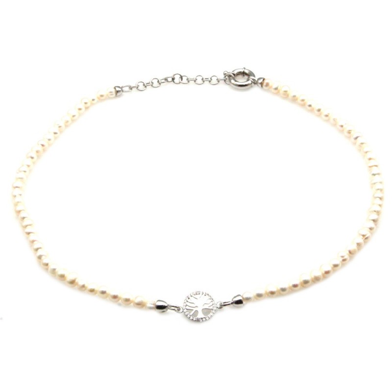 collana donna girocollo perle con albero della vita