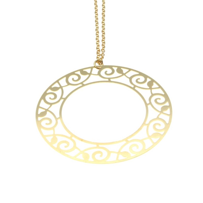 collana donna con medaglione in bronzo dorato