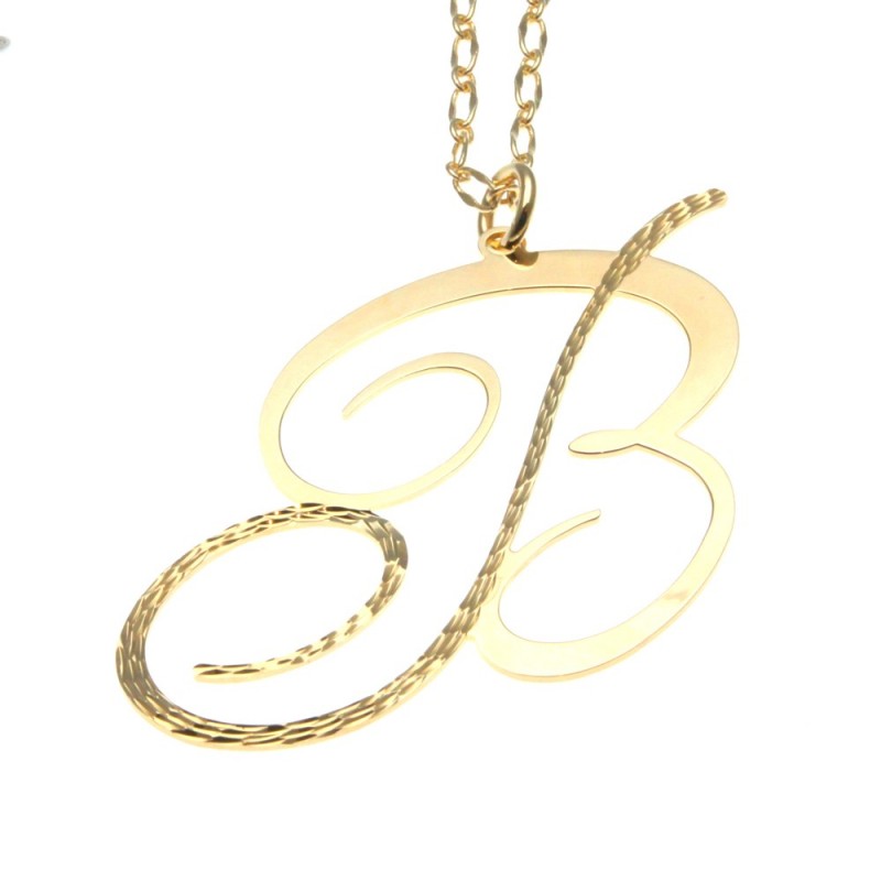 collana donna con lettera o iniziale b in bronzo
