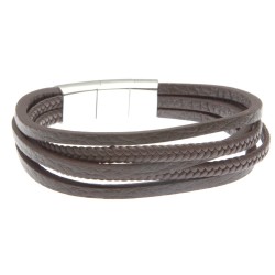 bracciale uomo in pelle marrone multifilo