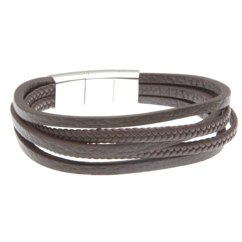 bracciale uomo in pelle marrone multifilo